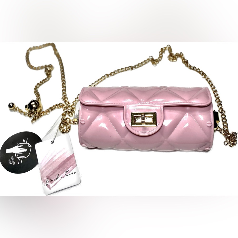 Bag Pink Crossbody Small  Cylinder Adjustable Chain in Gold Blush Kiss